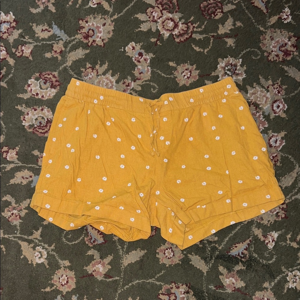 Old Navy Mustard Yellow Floral High-Waist Lounge Shorts